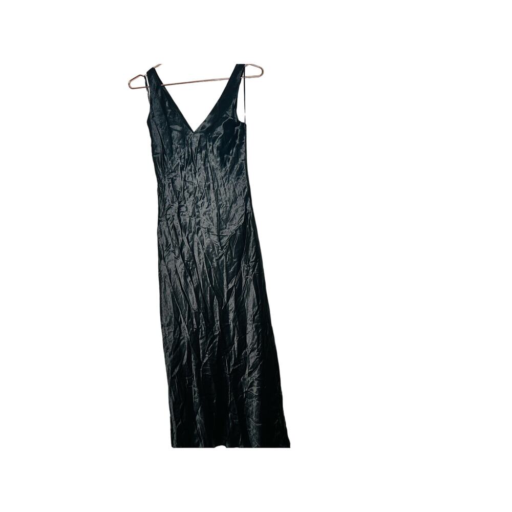 VINCE Black Satin V-Neck Maxi Slip Dress Size Extra Small - Picture 4 of 10